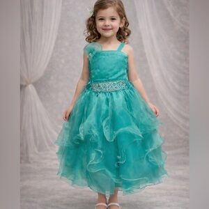Girl aqua party dress size 4